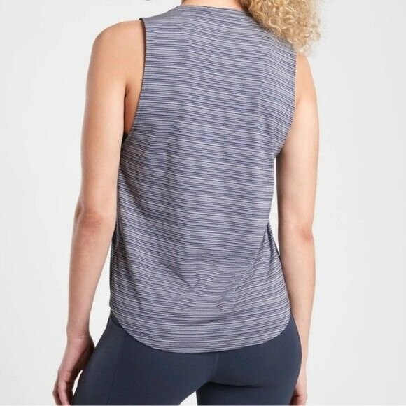 Athleta Cloudlight Striped Muscle Tank Whisper Medieval Blue Gray Women’s Small - Picture 5 of 9